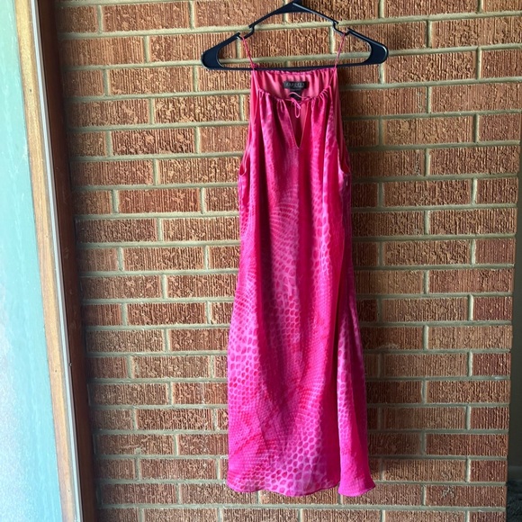 Express Y2K Hot Pink Gauzy Animal Print Halter Slip Dress Size 4 - Picture 1 of 7